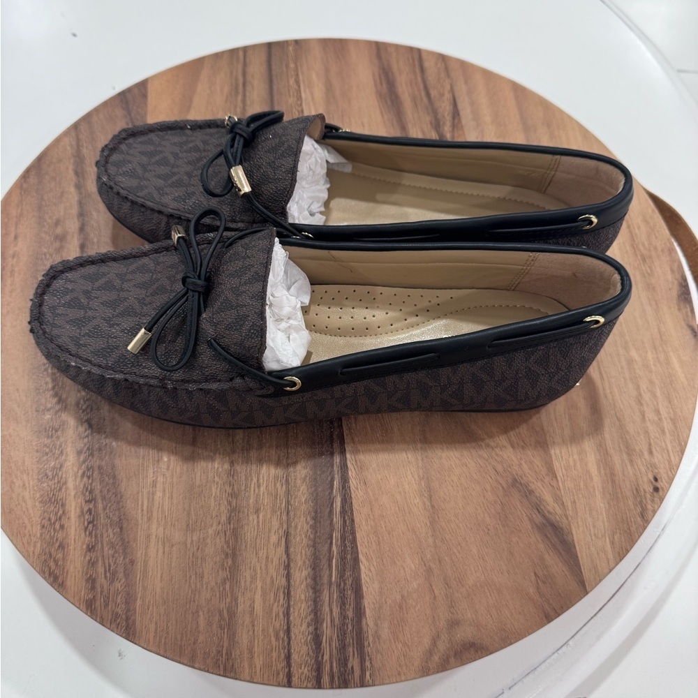 NWOT Michael Kors Dark Brown Monogram Loafers - Picture 3 of 5